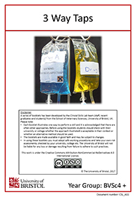 clinical skills instruction booklet cover page, three Way Taps